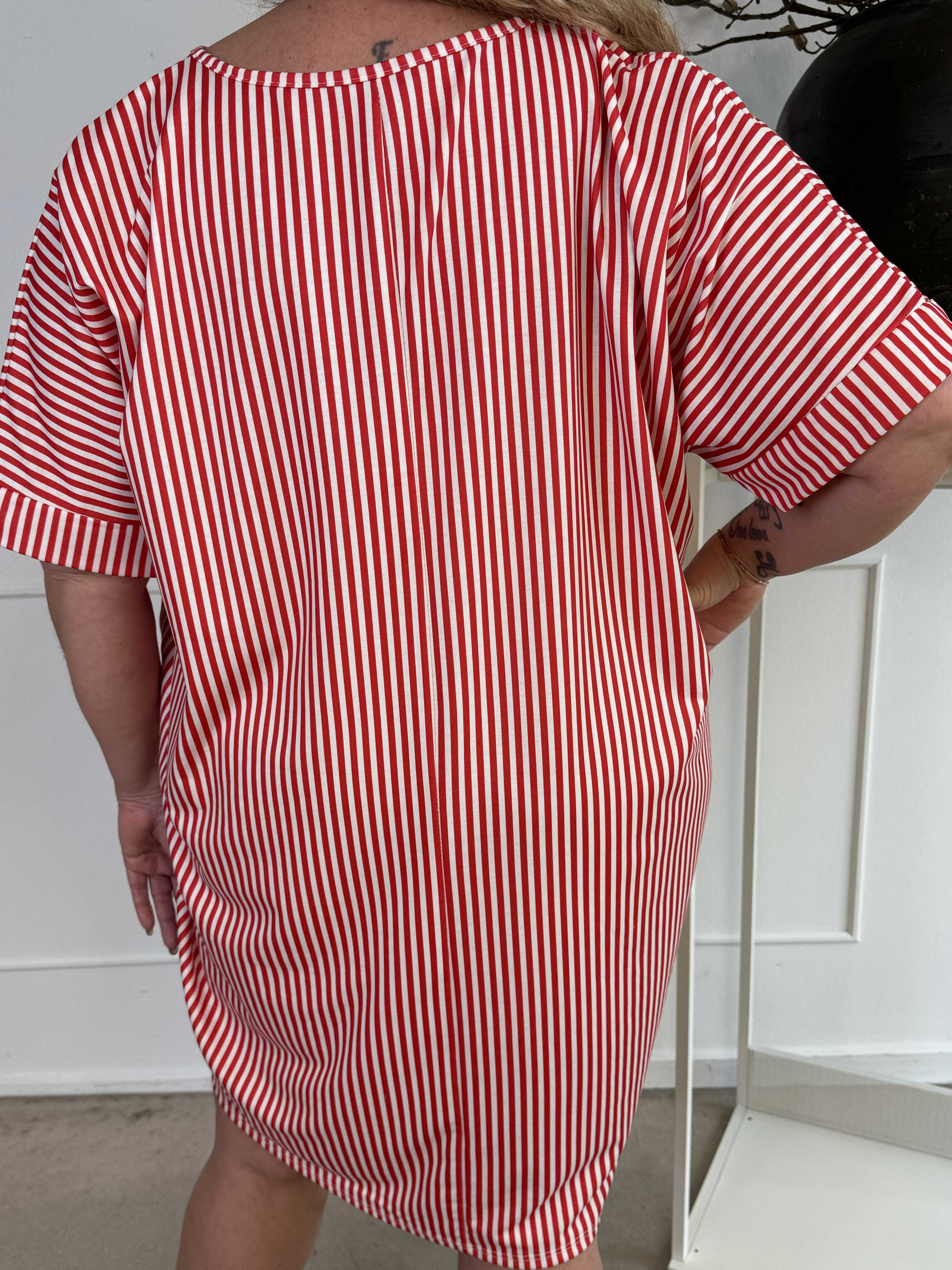 Mintu Stripe Dress - Plus size randig klänning i bomull med similisten